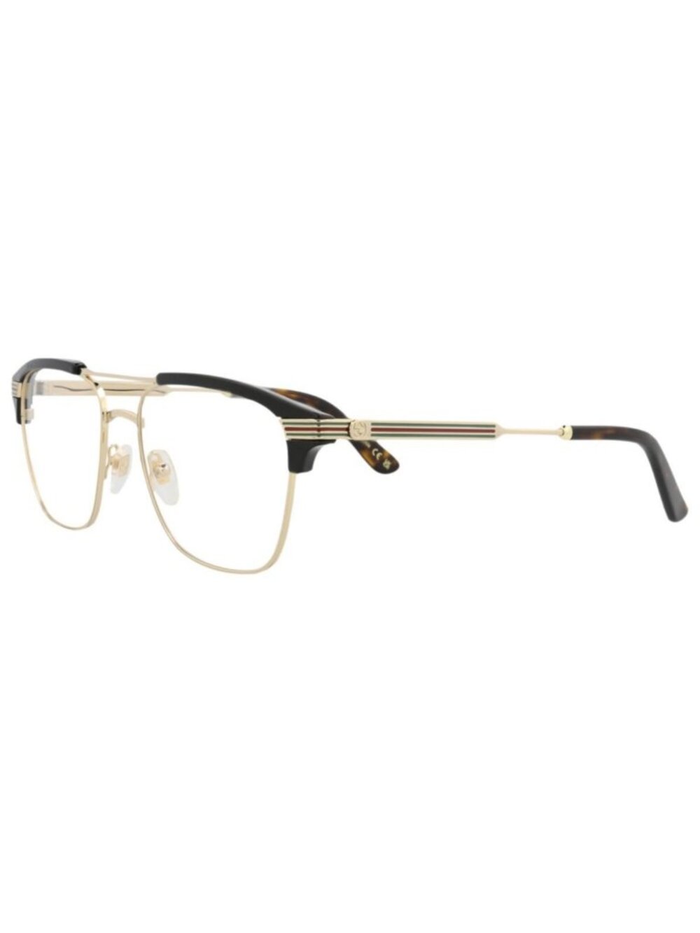 New Gucci Mens Square/Rectangle Gold Gold Transparent Fashion Designer Eyeglasse